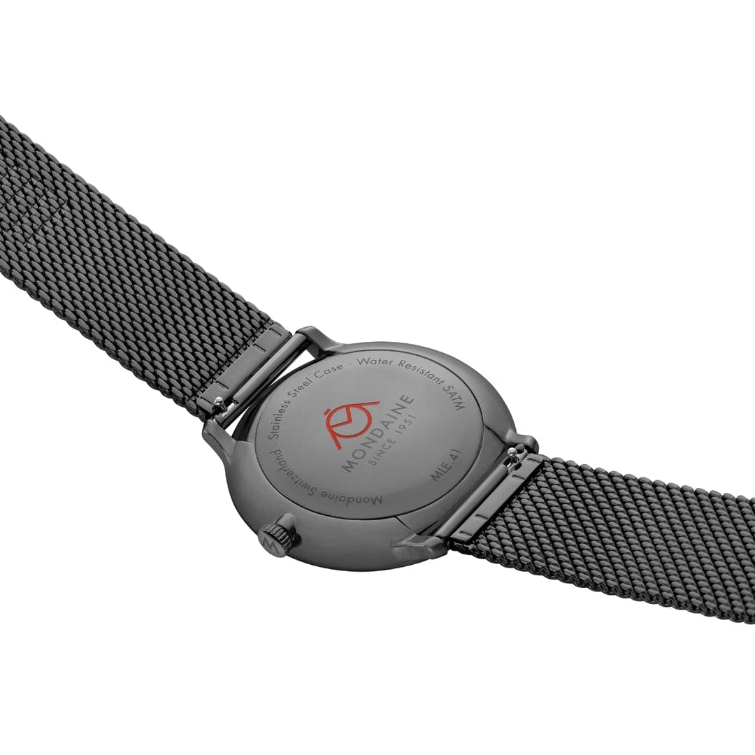 Mondaine Doppio Herrenuhr 41mm, Schweizer Quarzwerk, Saphirglas, Edelstahl, 5 ATM wasserdicht, Nachhaltig, Eleganz & Tradition
