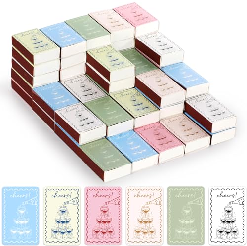 60 Pcs Champagne Tower Blank Matches Containers 2.24 x 1.42 x 0.59 Inches Champagne Glasses Match Boxes DIY Empty Match Holder with Double-Sided Stickers for Wedding Bridal Party Favor(No Matches)