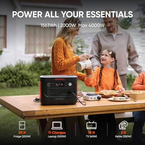 Image of Jackery Explorer 1500 v2 Power Station, 1536Wh LiFePO4 Solar Generator, 2000W Output (4000W Peak), 1 H Fast Charge, 10ms UPS, for Outdoor, Emergency Backup, Camping, RV, Off-Grid