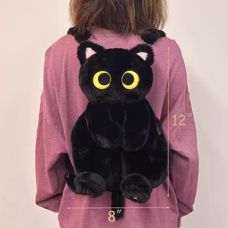 Plush Backpack,Cat Bag,Animal Backpack,Cute Cartoon backpack,Plush Bag (A-Black Cat) - Image 4