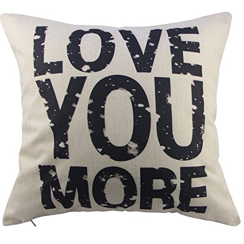 CoolDream Love You More Cotton Linen Pillow Case Cover, 20 x 20-Inch