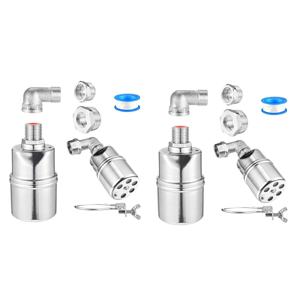 Littimoon 1/2inch 3/4inch 1inch Automatic Float Valve, 304 Stainless Steel Fully Automatic Water Level Control Float Valve, 2 Set