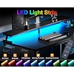 ODK 48 Inch Gaming Desk with USB Charging Ports and LED Lights, Reversible L Shaped Computer Desk with Storage Shelves & Monitor Stand, Corner Gamer Desk Table with Power Outlets, Black - Image 4