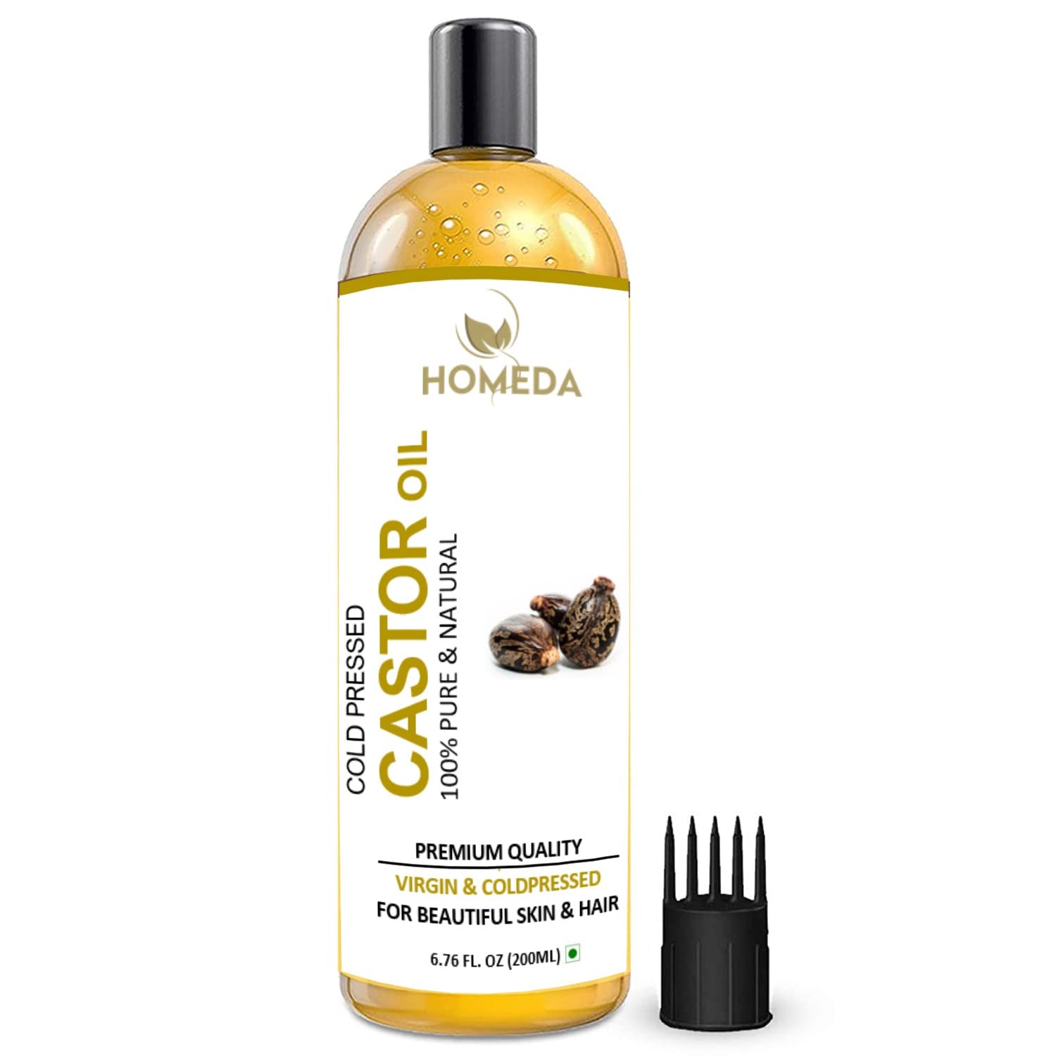 Cold Pressed Castor Oil for Hair Growth, Skin Care, Nail, Eyebrow growth - 200ml - 100% pure (Organic Arandi ka Tel, Pure Castrol Oil, Castered, Caster, Erand, Custored)