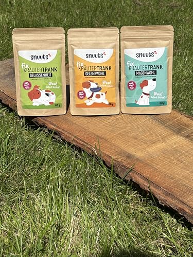 snuuts Kräutertrank für Hunde Magenwohl 60g kaltlöslich, empfindlicher Magen, Kamille, Melisse, Fenchel, Flüssigkeitsaufnahme Hundetrank