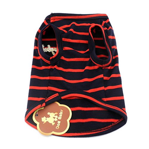 Selmai British Stripes Small Dog Tshirt Summer Puppy Clothes For Small Medium Dogs Boys Males Cat Cotton Tee Pet Shirt Yorkie Chihuahua Apparel #TOP6