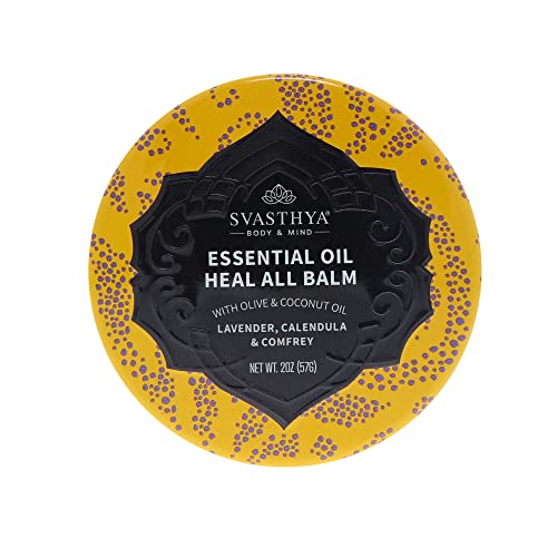 Svasthya Body & Mind Essential Oil Heal All Balm – Cracked, Dryness, Wound and Irritation Healing – Natural Ingredients Skincare Balm with Lavender Oil – Fast Recovery – Multipurpose Uses