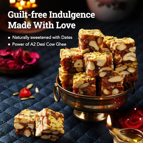 Image of Anveshan Sweets Mithai Gift Box Pack of 2 - Dry Fruit Paak Mithai Sweets with Trail Mix | Healthy Sweets and Snacks