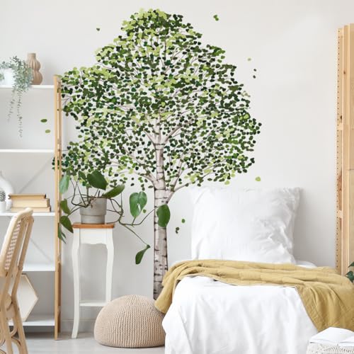 Vinilo Decorativo Grande Árbol Abedul Verde para Pared miniatura 3