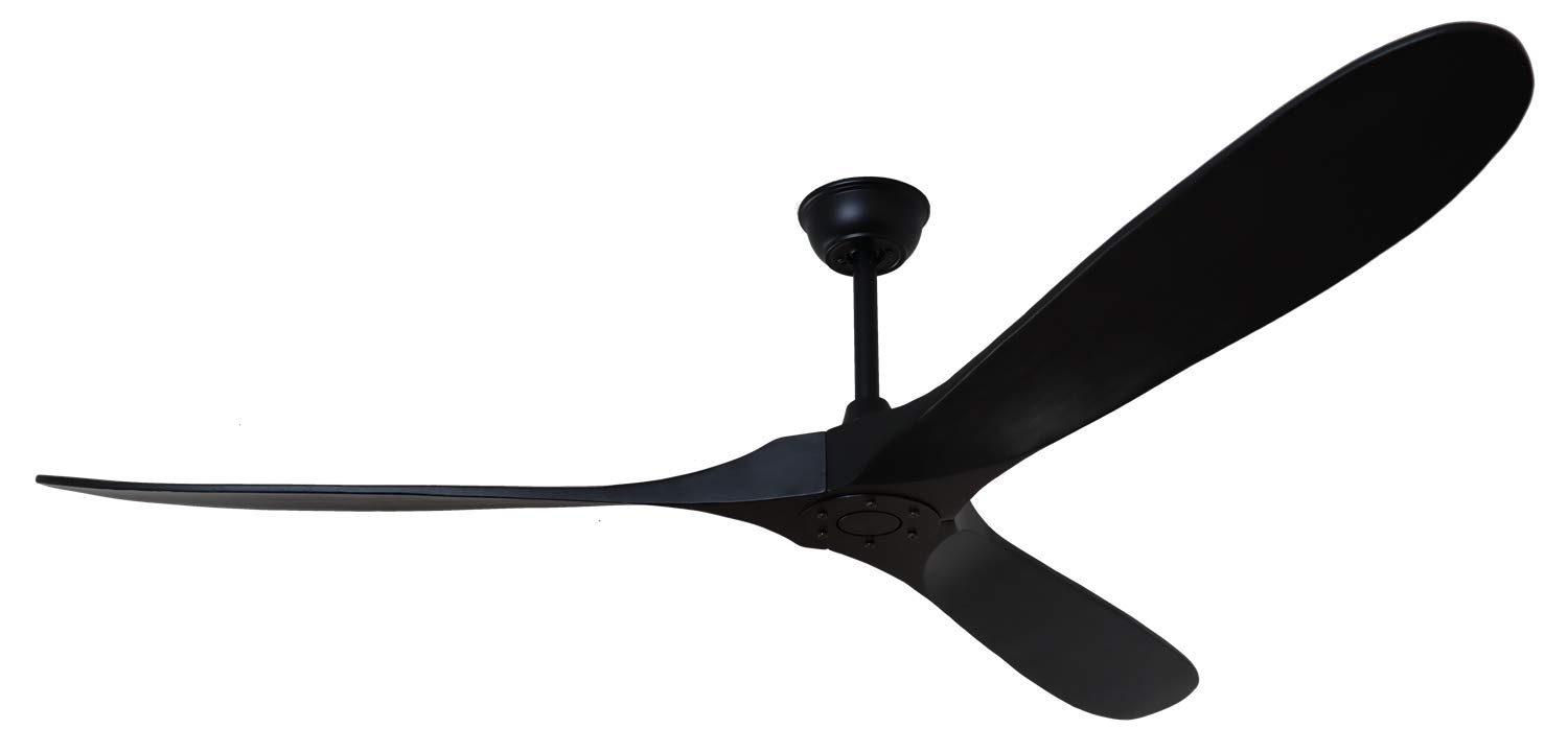 Goozegg 70-inch Outdoor Ceiling Fan with Remote No Lights 3 Wood Blades Reversible DC Motor, Matte Black