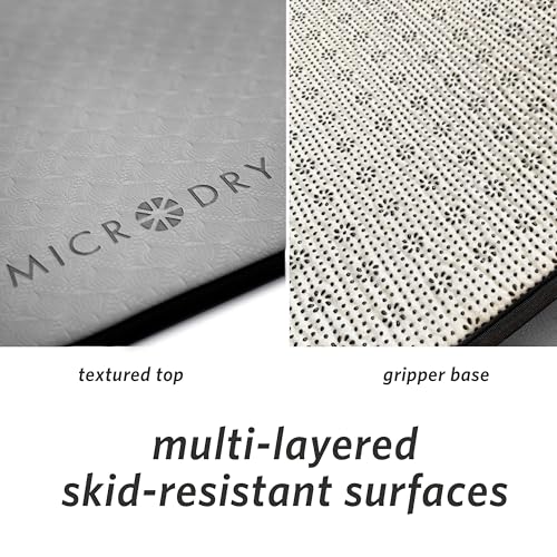 Image of MICRODRY Deluxe Fitness Exercise Yoga Mat for Home & Gym, Extra Thick for High Impact Training, Multi Layered Skid Resistant Surface, Odor Neutralizing with Carrying Strap