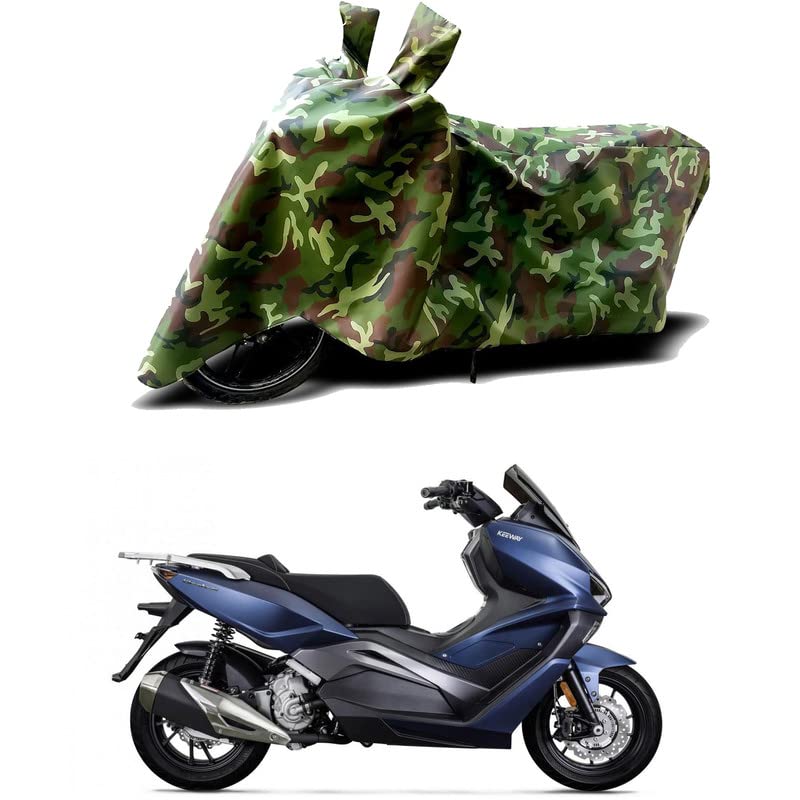 Image of 100% Water Resistant Bike Scooty Two Wheeler Body Cover Compatible for Keeway Vieste 300 Matte New /UV-Rays /Heat Protection /Birds Dropping /Scratchproof /Dust Proof /Waterproof /All [Green MJ]