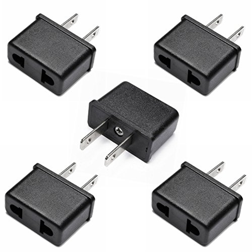 INIBUD Lot de 5 Adaptateur FR vers US Convertisseur Prise Europeénne vers Fiche Américaine pour Brancher Appareils Français France Europe aux USA pour aller aux Japon Canada Thaïlande Taïwan