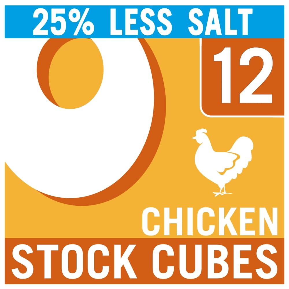 OXO 12 Reduced Salt Chicken Stock Cubes – Big Flavour, Deep Chicken Taste, Less Salt, Ideal for Soups, Stews, Gravy & Roast Dinners, 71 g (Pack of 1)