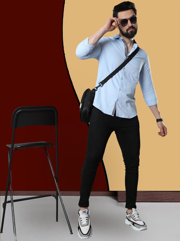Image of Pinkmint Combo of Men Casual Cotton Blend Full Sleeves Formal Regular Slim Fit Plain Office Shirts