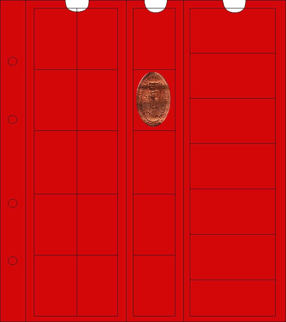 Prophila Collection 10 numismatic coin sheets, each with 22 compartments, e.g., for pressed pennies with 10 red cardboard interleaves