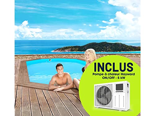 Habitat et Jardin Piscina de Madera Rio 130-5,60 x 3,70 x 1,39 m + Bomba de Calor - Potencia 6,1 kW