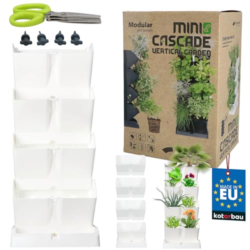 KOTARBAU Jardín vertical - 19,5 x 47,5 cm - Jardín elevado con 4 niveles - de plástico - Modular - Maceta para hierbas - Blanco