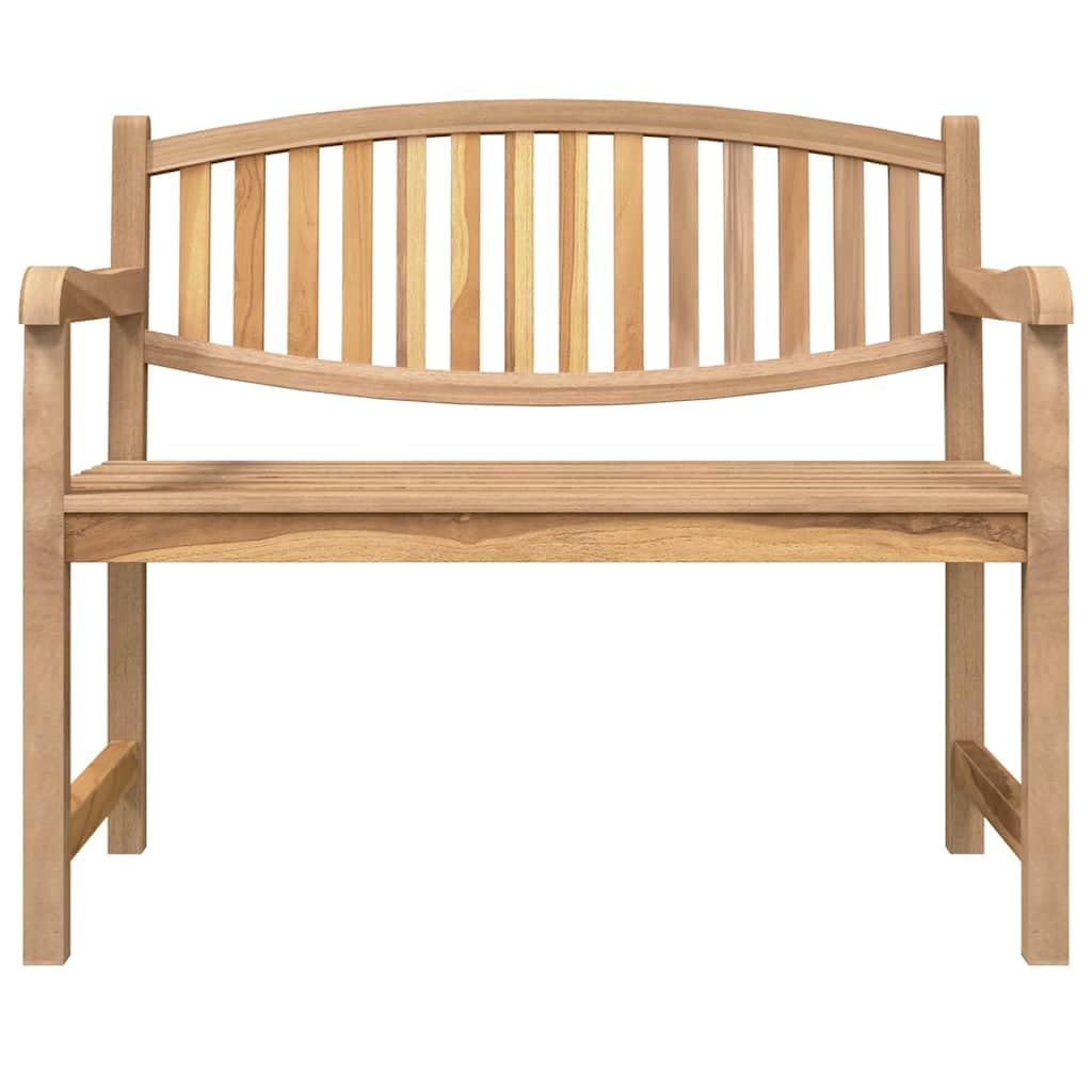 Ławka ogrodowa z drewna tekowego, 114 x 59 x 87 cm, z oparciem i podłokietnikami, lite drewno, do użytku na zewnątrz, obciążenie do 110 kg na jedno miejsce