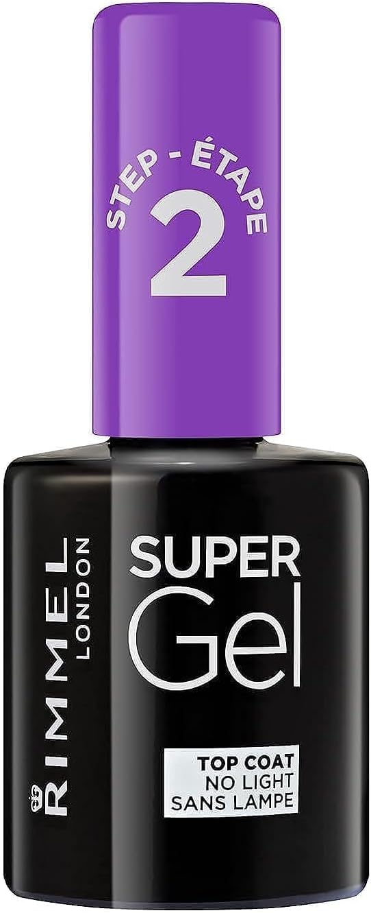 Rimmel Super Gel, 001 Madame Web Top Coat, Nail Polish, Gel-Like Manicure, High-Shine, Chip-Resistant, Long-Lasting, Lasts up to 14 Days, 12ml (0.42oz)