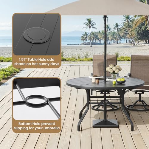 Image of Soohow Outdoor Dining Set for 6, 7-Piece Round Table Patio Dining Set, 6 x Swivel Patio Chairs and 1 x 47 Round Outdoor Dining Table, for Poolside, Backyard and Proch