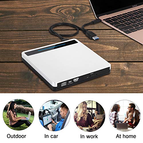 External DVD Drive 5 in 1 USB 3.0/Type-C Portable CD/DVD+/-RW Burner Player CD ROM for Mac Laptop MacBook Pro Air Desktop PC Windows