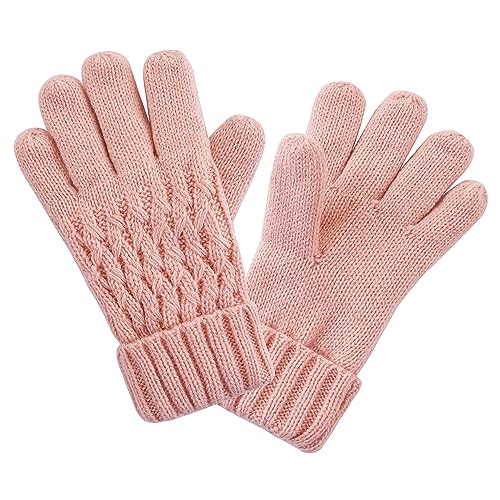 Kids Pompom Winter Beanie Hat Scart Gloves Set,Boys Girls Knitted Fleece Lined Woollen Hat for Children's Toddler 3-9 Years3