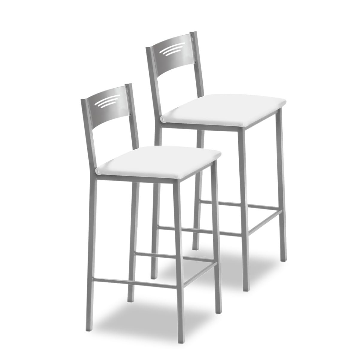 ASTIMESA Dos Taburetes Alto de Cocina 60 cms Polipiel Blanco