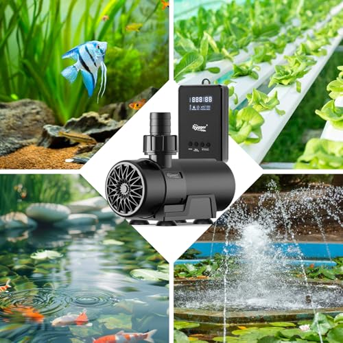 Image of hygger 15W-100W Water Pump with Controller (Up to 3430GPH), Submersible /Inline Return Pump with Adjustable Mode /Flow, 2 Fountain Pump with 2 Inlet Cover and 3 Nozzles, for Fish Tank, Pond, Aquarium