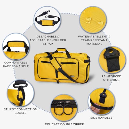 Image of Fmeida 65L Duffle Bag Foldable Travel Duffel Bags for Men Women Travel Bag | Shoes Compartment, 65L Large Capacity, Foldable, Packable, Water Repellent, Tear Resistant, for Traveling Gym Overnight Camp