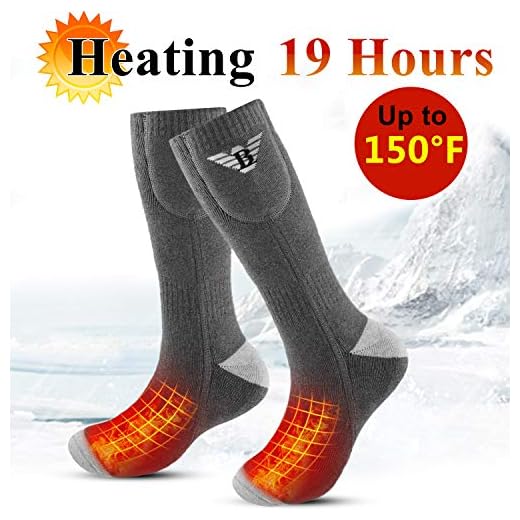 Begleri Electric Heated Socks for Men Women Rechargeable Heated Socks 3.7v 4000mAh Heating Socks for Motorcycle,Chronically Cold Feet,Winter Sport,Outdoor (Grey-Heat Instep, L)