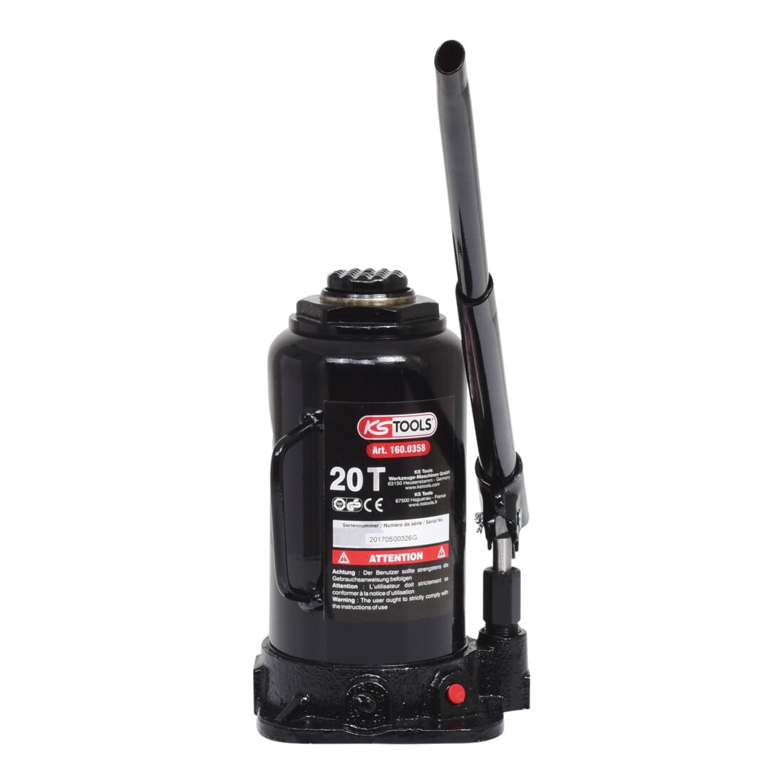 KS Tools 160.0358 Gato hidraulico de botella, 20 t