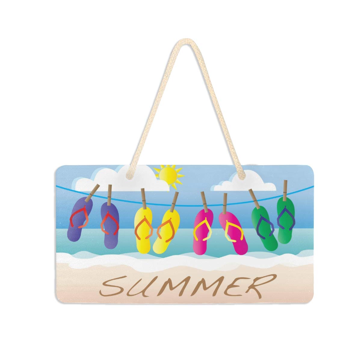 Vikko Door Sign PVC Front Door Plaque Hanger Home Wall Decoration (Summer Flip Flops)
