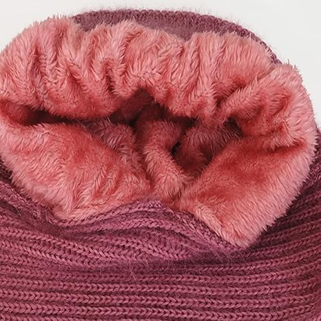 NIYANETAIL 2 in 1 Winter Warm Knitted Beanie Hat with Scarf | Windproof Cap with Integrated Ear Protection | Soft & Thick Woolen Beanie Stole Combo | Unisex | Multicolour 3