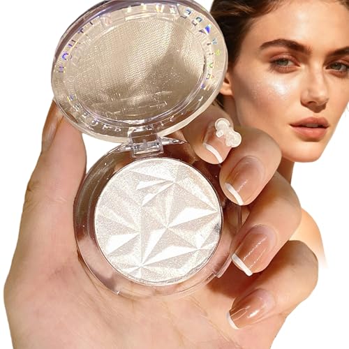 Image of Diamond Shine Highlighter Powder Palette - Long-Lasting, Lightweight Shimmer Makeup for Face Highlighting & Contouring, Pearl White