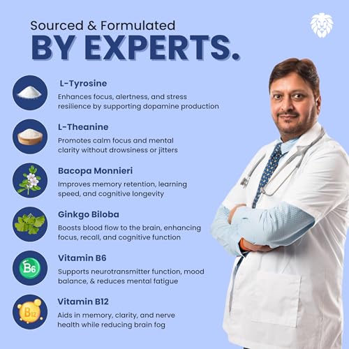 Image of Healeo Brain Fuel Coffee 75g - Herbal Brain Enhancer with L-Tyrosine, L-Theanine, Bacopa, Ginkgo Biloba, B6 & B12 - Enhances Memory, Focus, Clarity - 100% Arabica Medium Roast - No Jitters