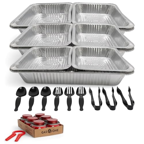 Alpha Living Large Full Size Refill Kit Disposable Chafing Buffet with - Utensils Fuel Cans Only Premium Chafing Dish Set for Events Parties Catering