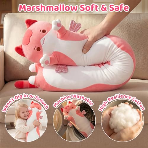 Mewaii Kuscheltier Katze 90CM Stofftiere Katzen Plüsch Kissen Lange Katze Plüschtier Ausgestopftes Tier Spielzeug Kuschelkissen Geschenk Plüschkissen