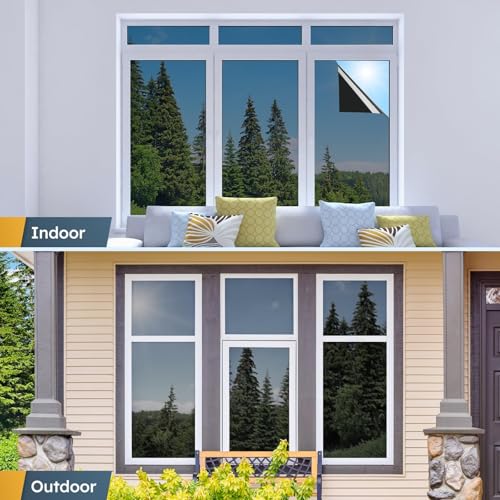 Image of Woohome Blackout Glass Film & Stickers (24 X 96 Inchs) for Privacy Window Cover for Home & Office - Easy Apply, UV Protection, Removable Decorative Film (5% Blackout Black Film 2 X 8 SQFT)