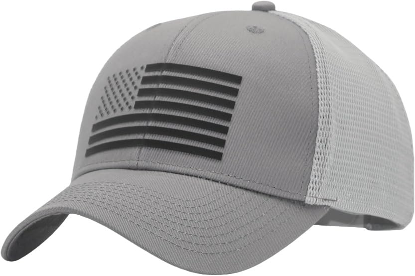 Image of American Flag Trucker Hats, Patriotic Baseball Cap for Men, Adjustable Breathable Mesh Snapback, Fits OSFM & XXL Head