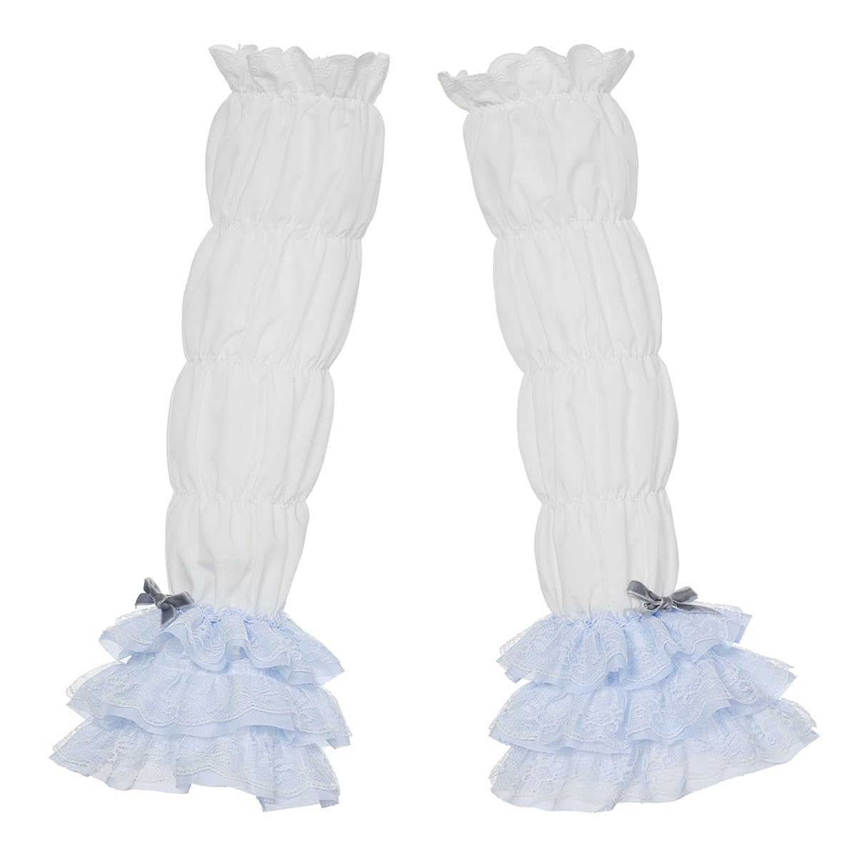 BPURB Lolita Layered Ruffled Long Arm Warmers Fingerless Gloves for Women Y2K Sweet Lace Arm Sleeve for Halloween Costume Cosplay Party โ image 1