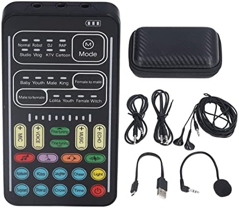 8 Different Voice Changes, Male to Female, Female to Male, Normal Voice Changer Set, Lolita, Baby, Youth, King, Witch, with 8 Sound Effects, LED Lights, for Mobile Phone,