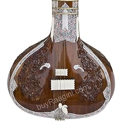 Sitar de style indien Maharaj Pancham – 32 P – Tumba simple – Avec chariot en fibre - Les Beatles, Paul McCartney, John Lennon, RIngo Starr, George Harrison Sitar de style indien Maharaj Pancham - 32 P - Tumba simple - Avec chariot en fibre – Image 2
