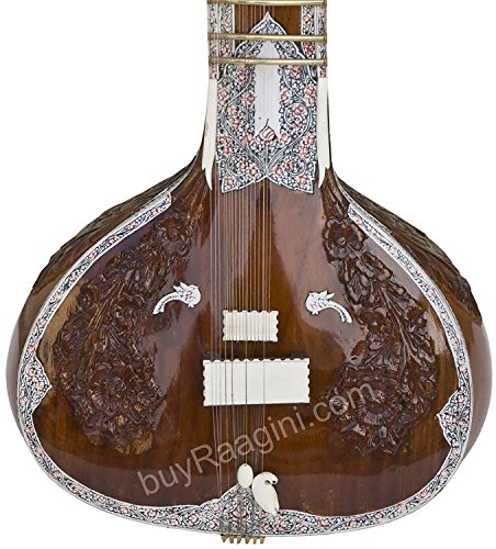 Sitar de style indien Maharaj Pancham – 32 P – Tumba simple – Avec chariot en fibre - Les Beatles, Paul McCartney, John Lennon, RIngo Starr, George Harrison Sitar de style indien Maharaj Pancham - 32 P - Tumba simple - Avec chariot en fibre – Image 3