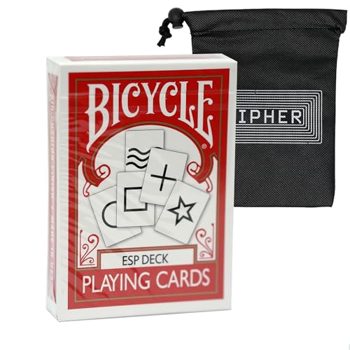 Bicycle Rider Back ESP Deck - 55 Cards - Magic ESP Playing Cards - Includes Cipher Playing Cards Bag
