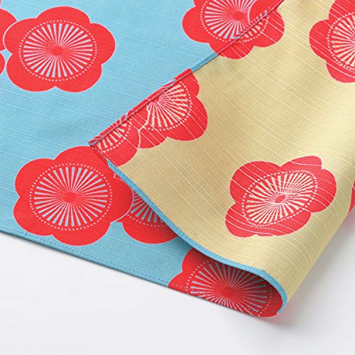 むす美 風呂敷 ふろしき 大判 約105cm 三巾 両面 伊砂文様 梅 ミズイロ/ベージュ 日本製 20478-306