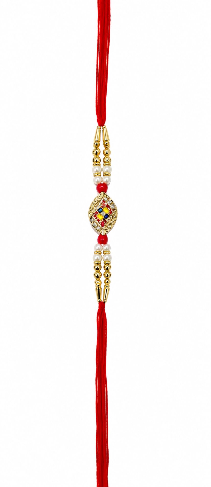 Premium Designer Rakhi with Pooja Roli Chawal for Brother | Handmade Stone & Pearl Rakhi | Raksha Bandhan Festival Gift | Pack of 1-picture-15