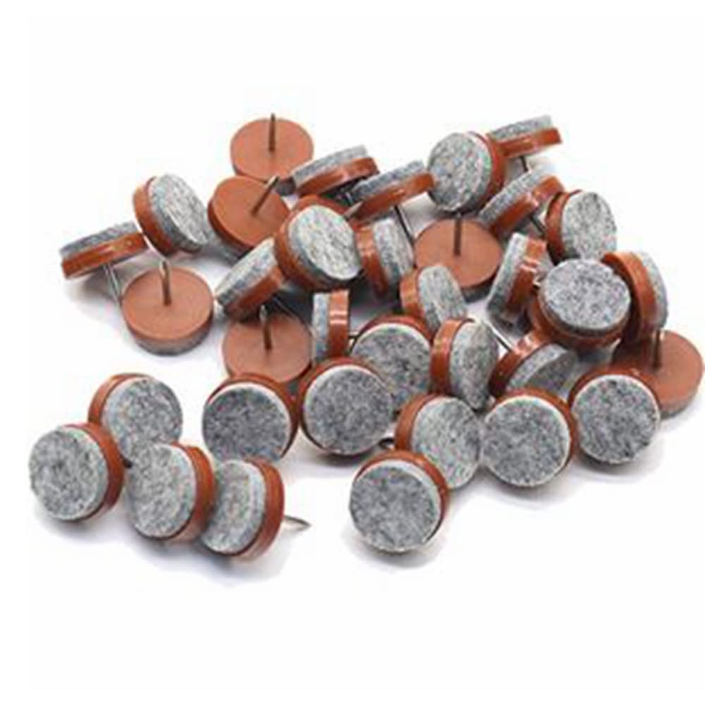 COOLBABY40 Pieces Round Heavy Duty Nailed Anti-Slip Felt Mats For Furniture Chairs Table Legs Feet Floor Protectors (Brown, 20mm)