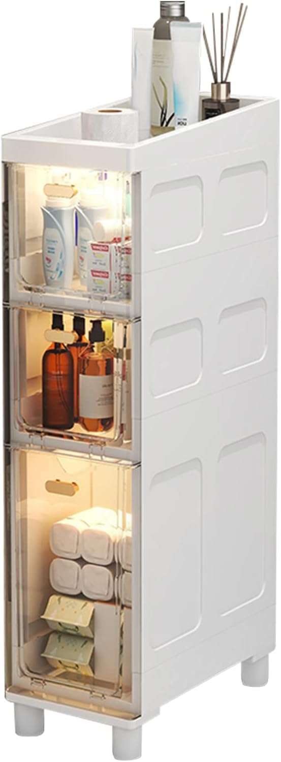 Cassettiera in plastica con ruote, carrello con 4 cassetti per organizzare bagno, camera da letto, ufficio e soggiorno