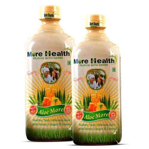 Image of Aloe More Aloe Vera Juice 500ml +100ml extra | Natural Detox Drink with Honey, Ginger & Lemon | Ayurvedic Health Drink for Glowing Skin & Healthy Hair| Improves Digestion & Detoxifies Body | Pack of 2x600ml